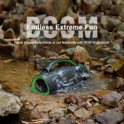 DOSS Extreme Boom Pro Loud Bluetooth Speaker with 100W Stereo Sound, Extra Bass, 20H Playtime, Party-Sync Led Lights, Built-in Power Bank, IPX6 Waterproof for Outdoor, Camping, Pool-Green