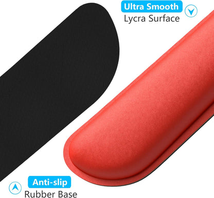 Dapesuom Enlarge Keyboard Wrist Rest, Cute Memory Foam Keyboard Wrist Cushion for Computer Desk Mats Support, Typing Pain Relief Ergonomic Mouse Pad Rests with Non-Slip Base for Gaming, Laptop, Red