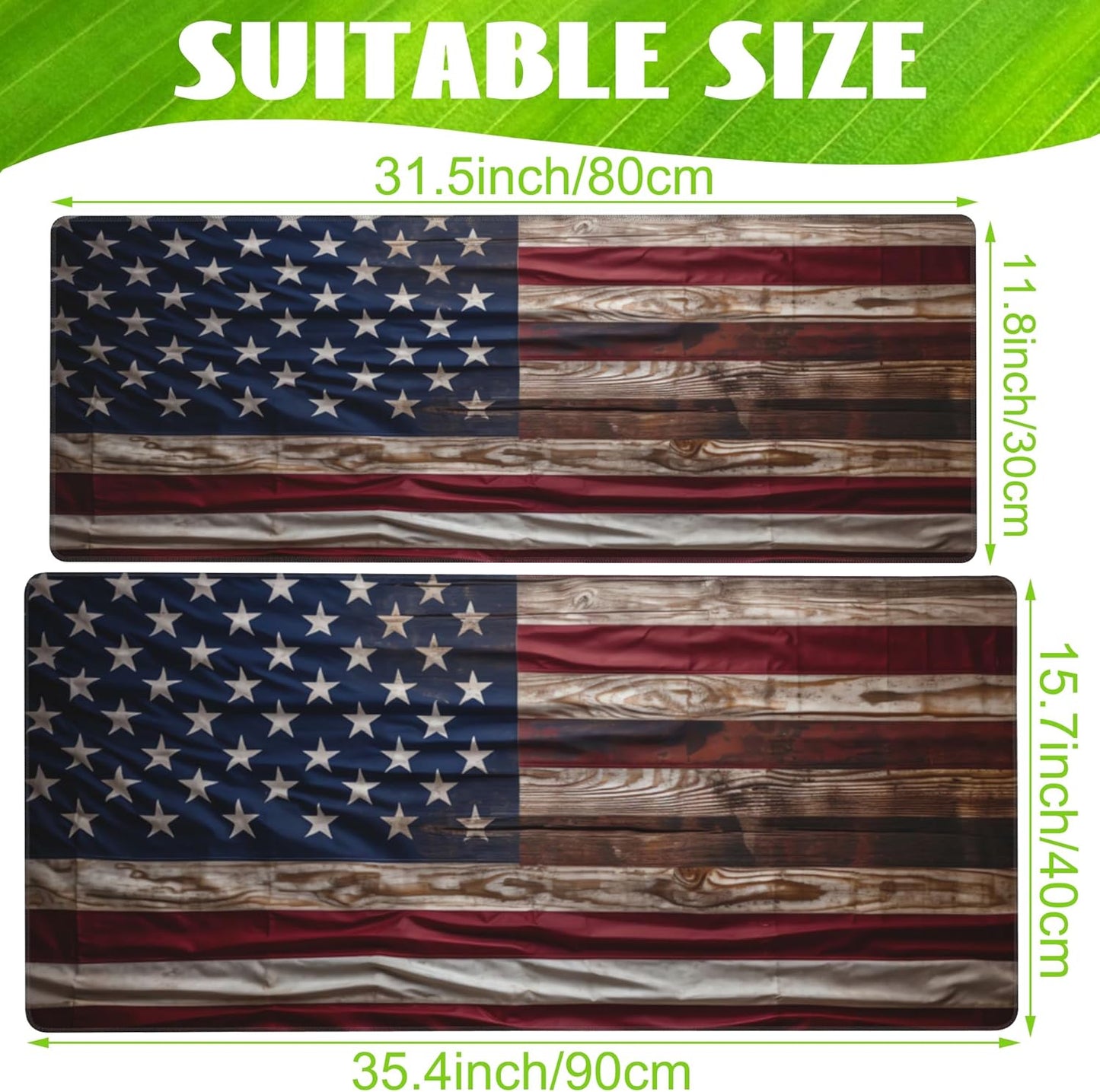 Large Gaming Mouse Pad for Desk,Wooden American Flag Desk Mat,Wooden USA Flag Desk Pad,Extended Big Computer Keyboard Mouse Pad with Non-Slip Base and Stitched Edge,31.5"x11.8"