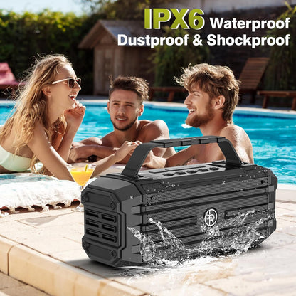 Bluetooth Speaker 120W Peak 80W Portable Wireless Hi-Fi Loud Outdoor IPX6 Waterproof Big Party Speakers with Deep Bass, TWS Pairing, DSP Sound Boombox for Home Camping Beach