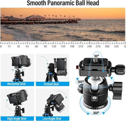 SIRUI Carbon Fiber Travel Tripod with 360° B-00K Arca-Swiss Ballhead, Mini Desktop Tripod for Mirrorless Cameras, Folded Height 12.1", Max Height 16.6″