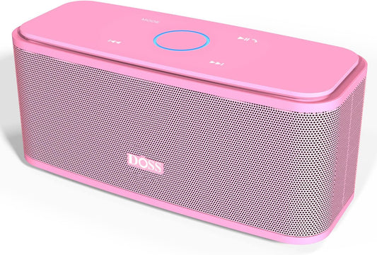 DOSS SoundBox Touch Wireless Bluetooth Speaker with 12W HD Sound and Bass, IPX5 Water-Resistant, 20H Playtime, Handsfree, Portable for Office, Home, Outdoor, Travel-Pink