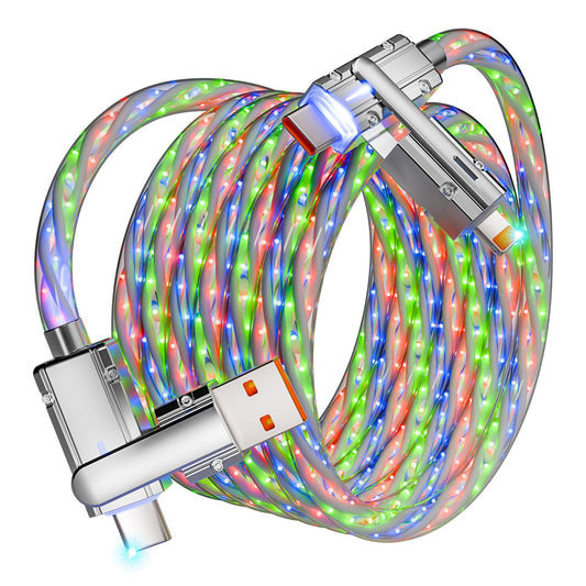 4 in 1 Charging Cable Fast Charging 66W, USB C Cable 3.3 FT Chubby USB A/C to C/L Multi Charging Cable with Light for iPhone 16/15/14/13 Series/MacBook/iPad Pro/Samsung