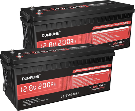 2 pack 12V 200Ah LiFePO4 Battery,2560Wh Deep Cycle Lithium Iron Phosphate Battery 200A BMS, 15000+ Cycles, Ideal for RV, Solar Energy Storage,Trolling Motor and Off-Grid Camping