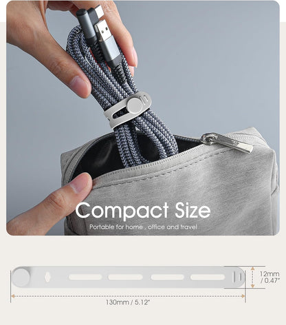 20Pcs Nearockle Silicone Cable Ties, 5.12 Inch Adjustable Cord Organizer Reusable Zip Ties for Charging Cords Earphone Computer Wire, Office Desk Cable Management Travel Accessories(White)