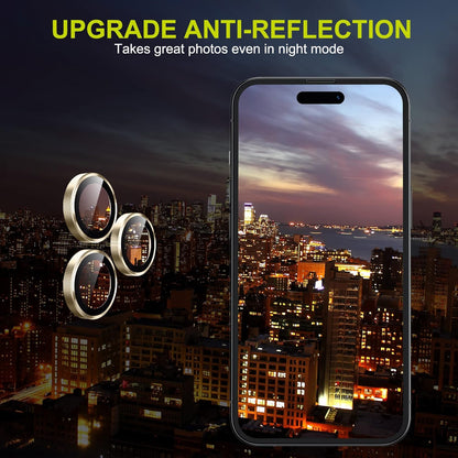 WSKEN for iPhone 14 Pro/iPhone 14 Pro Max Camera Lens Protector,[Night Shooting Mode] HD Tempered Metal Glass Camera Screen Protector Cover Film Accessories, Gold