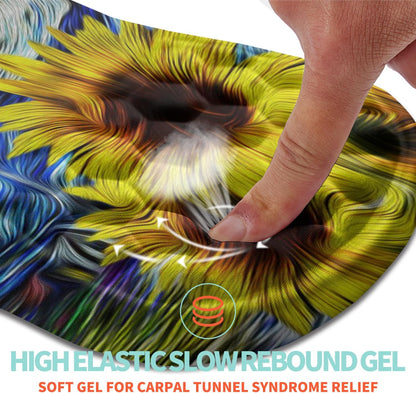 Ergonomic Mouse Pad Wrist Support with Memory Foam Massage Bulge, Carpal Tunnel Pain Relief Mousepad Wrist Rest for Mouse(12x8 inch,Sunflower)