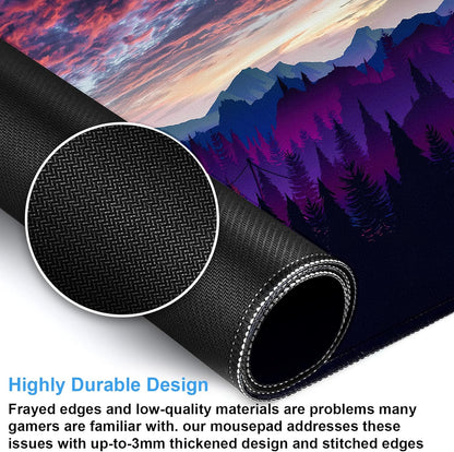 Fantasy Mouse Pad Large Gaming Mousepad Full Desk Computer Pad, Purple Black Anime Art Desk Pad Keyboard and Mouse mat with Stitched Edges, 31.5 x 15.7 inches Non-Slip Washable Colorfast