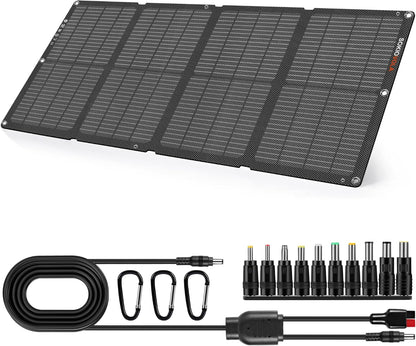 N-Type 16BB 60W Portable Solar Panels NextGen Foldable Solar Panel Charger Kit 25% Efficiency with DC USB-C USB-A Output ETFE IP68 Waterproof Solar Panel for Travel Outdoor Camping RV Trip