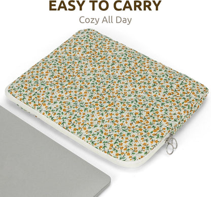 Puffy Laptop Sleeve 13-15.6 Inch Cute Quilted Laptop Protective Case Padded Floral Computer Sleeve for MacBook (B-Yellow, 11 Inch)