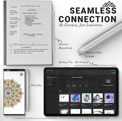 V-Pen EMR Stylus Remarkable 2 Pen Replacement with Digital Eraser + 5 Tips | 4096 Pressure Level Sensitivity & Palm Rejection | Digital Pen Marker Plus Compatible Kindle Scribe & Tablet Pen | White
