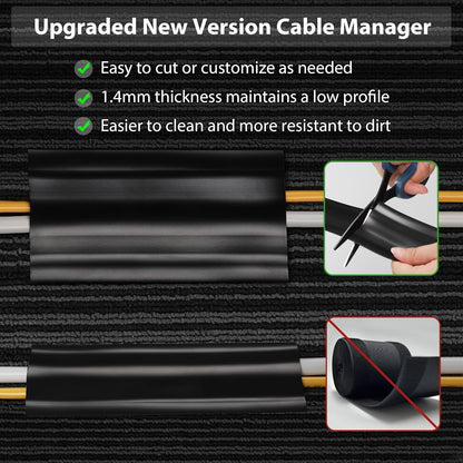 16.4ft Soft PVC Cord Cover, Self-Adhesive Cable Hider for Floor and Wall, Wire Management Protector for Commercial Office Carpet/Floors - Gray