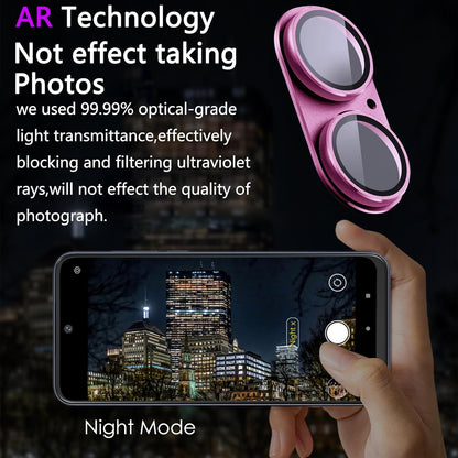 2 Pack Camera Lens Protector for iPhone 16 / iPhone 16 Plus,[Not Easy to Breakn ] AR Tempered Glass Strong Adsorption Metal Camera Cover Screen-Rose red