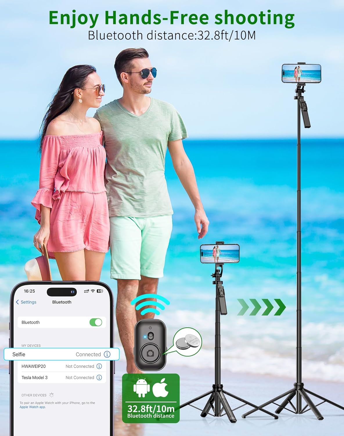 71" Cell Phone Tripod & Selfie Stick, for iPhone Tripo d Stand, Travel Tripod with Remote, Phone Selfie Stick for iPhone 11/14/ 15/16 Compatible with All Phones,for gopro and Cameras