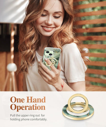 GVIEWIN Magnetic Phone Ring Holder, Compatible with MagSafe Phone Grip with Adjustable Stand, Magnet Phone Ring Kickstand for iPhone 16 Pro Max/Plus/15/14/13/12 Series/Other Phones (Desert Dream)