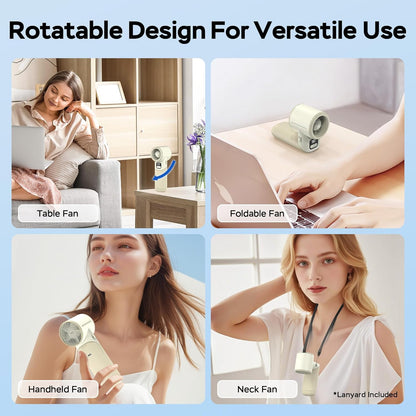 Portable Handheld Turbo Fan, 5000mAh Rechargeable Battery, Max 20Hrs Cooling, 5 Speeds Upto 11000RPM, Rotatable Design,4-IN-1 Personal Pocket Fan with Lanyard for Women Men Travel Beach Makeup Concert