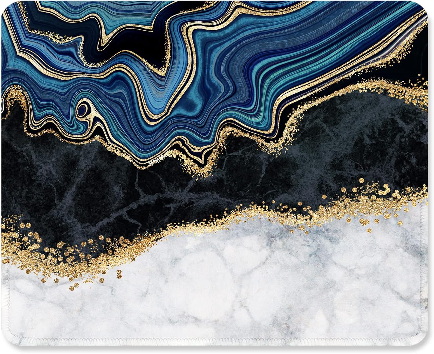 ITNRSIIET Mouse Pad with Stitched Edge Premium Textured Smooth Precise Operation Waterproof Washable Non-Slip Rubber Base Desktop Protection Mat, 10.2×8.3×0.12 inches, Abstract Art Marble