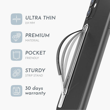 SleekGrip Premium, Swappable Phone Stand & Grip- Ultra Thin Convertible Grip Holder Fits Most iPhone and Android Cases, Phone Strap Compatible with Wireless Chargers and Car Mounts