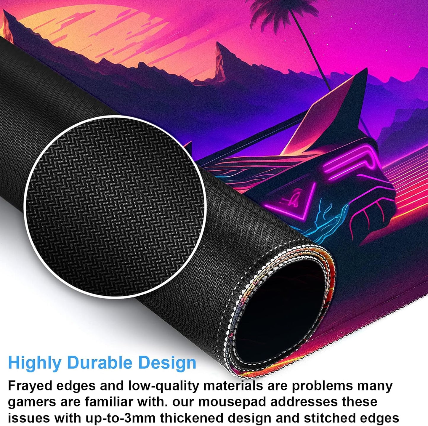 Purple Cyberpunk Fantasy Gaming Mouse Pad - XL Extended Sci-Fi Neon City Design Desk Mat for Computers, Office & Gaming (31.5" x 15.7")