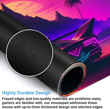 Purple Cyberpunk Fantasy Gaming Mouse Pad - XL Extended Sci-Fi Neon City Design Desk Mat for Computers, Office & Gaming (31.5" x 15.7")