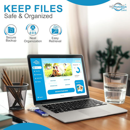 ThePhotoStick® Omni 256GB - Secure Photo & Video Backup and Transfer | Digital File Organization | USB & Multiport Connection for Phones, Tablets and Computers | Portable Memory | External Storage