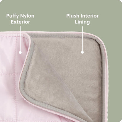 U Brands Nylon Puffer Zipping Medium Laptop Sleeve, 9.75" x 13", Computer Accessories, Laptop Bag for MacBook Pro, MacBook Air, Chromebook, HP Computer, Petal Pink