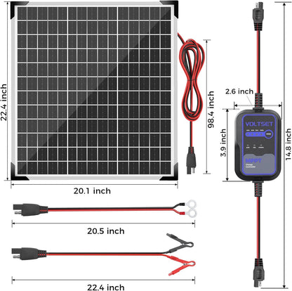 Solar Panel Kit 50W 12V with MPPT Controller, Solar Battery Trickle Charger Maintainer, Waterproof Solar Panel with Adjustable Mount Bracket for Boat RV Motorcycle Marine