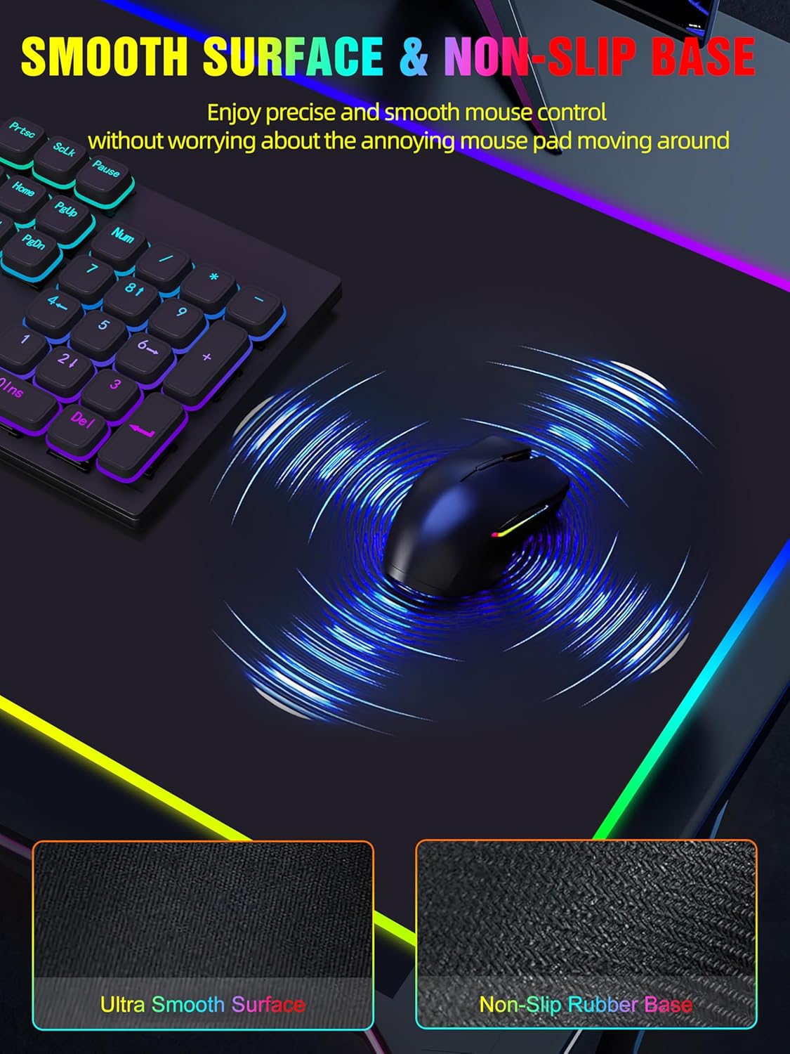 TopMade Wireless Charging RGB Mouse Pad, Waterproof Gaming Desk Mat with 4 Light Modes & 11 RGB Colors, 31.5"x15.75" XXL Large Desk Pad(Includes 20W PD Power Adapter & 6.56ft Woven Cable)