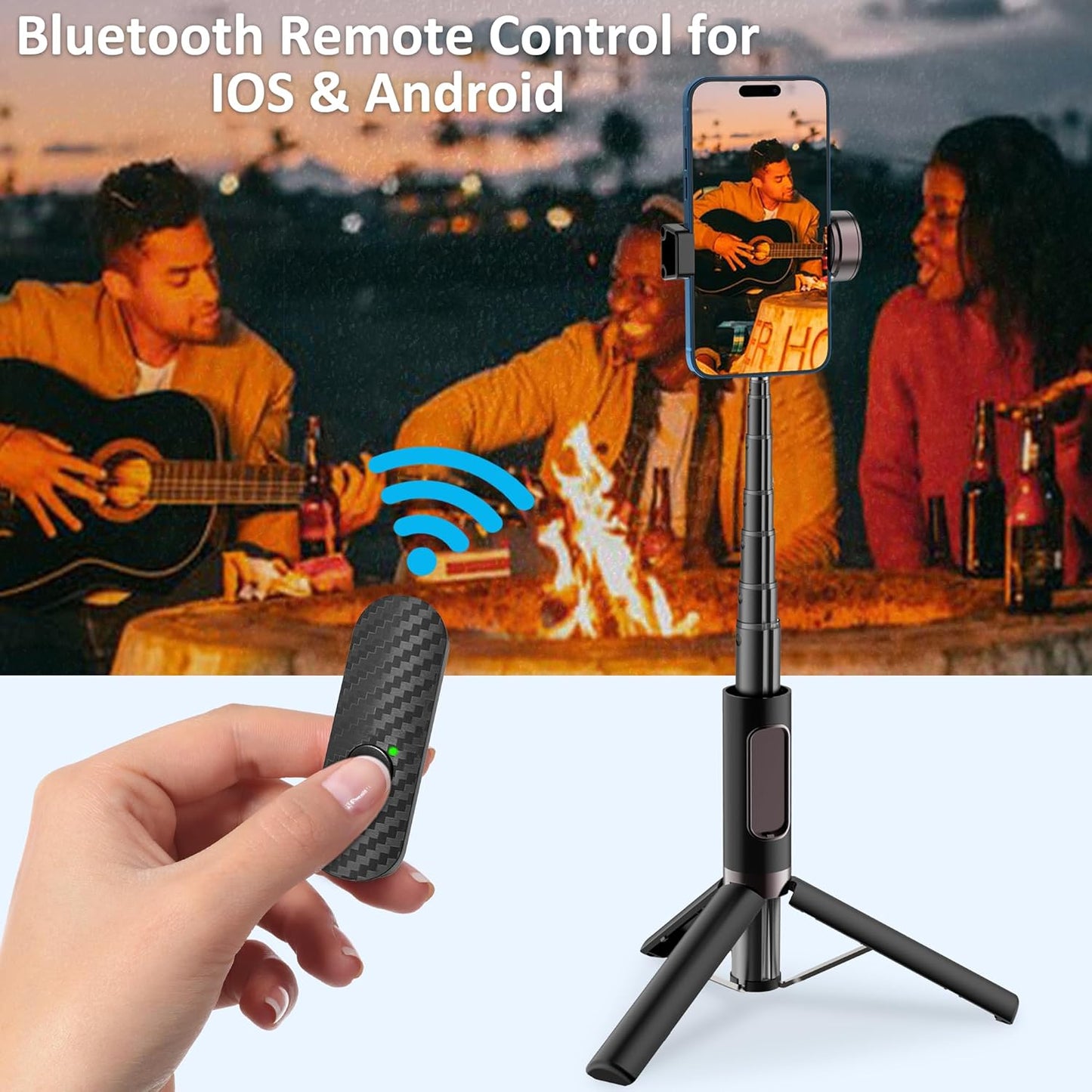 Selfie Stick Aluminum Alloy Selfie Stick Tripod with Remote Foldable Travel Tripod Stand 270 Rotation Compatible with iPhone/Android/Go Pro Camera