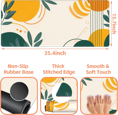 Mouse Pad Large Abstract Shapes and Lines Non-Slip Game Desk Mat with Stitched Edge Laptop Keyboard Desk Pad for Work Home Gaming (35.4 x 15.7 Inches)