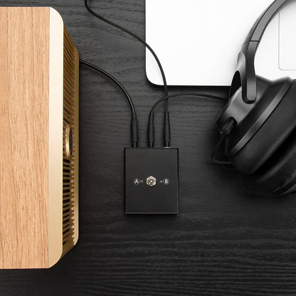 3.5 mm Audio Switcher, 2 Ports Audio Splitter Box (2 in 1 Out / 1 in 2 Out) Mini Headphone Manual Selector Converter with Bonus 47.2 in (120 cm) Cable, No External Power Required