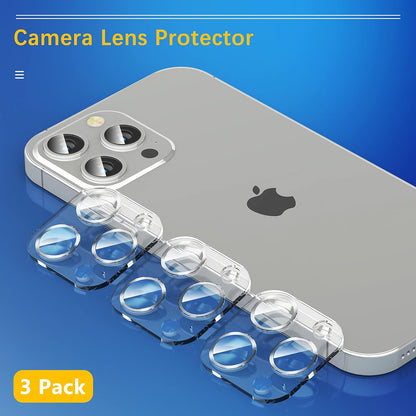UniqueMe [3 Pack] Camera Lens Protector Compatible with iPhone 13 Pro 6.1" / 13 Pro Max 6.7" Tempered Glass,[Case Friendly][New version][Scratch-Resistant][Easy Installation] - Sliver Circle