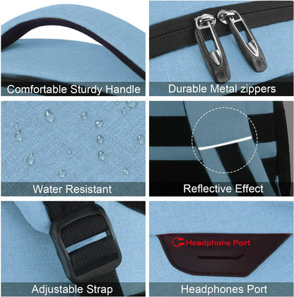 Laptop Backpack,Business Travel Anti Theft Slim Durable Laptops Backpack with USB Charging Port,Water Resistant College Computer Bag for Women & Men Fits 15.6 Inch Laptop and Notebook-Pale Blue