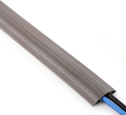 ZhiYo 10ft Cord Covers for Wires on Floor, Cord Hider Floor Hide Extension Cords, Soft PVC Cable Cover Cable Protector, Cable Cavity W0.62in, H0.31in, Gray Oak Wood