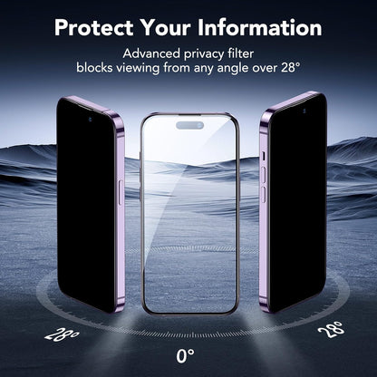 ESR 3 Pack for iPhone 14 Pro Max Privacy Screen Protector, Anti-spy Tempered-Glass Privacy Screen Protector, Micro-curved Edges, Case Friendly