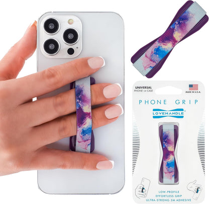 LOVEHANDLE Universal Phone Grip for Smartphones & Mini Tablets - Phone Holder for Hand - Wireless Charging Compatible - Made in The USA - Midnight Dream