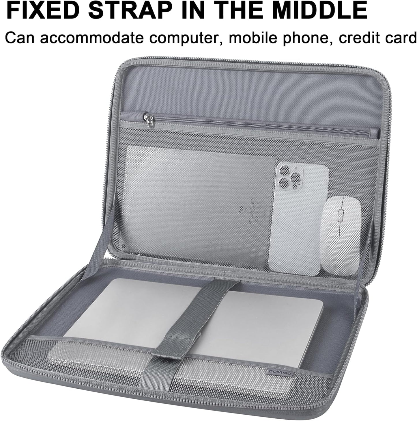 DOMISO 15.6 Inch Laptop Case Rugged Sleeve Waterproof Hard Shell Protective Cover Fits Most 15.6" Laptops/Macbook Pro/Lenovo IdeaPad/HP ENVY/Dell XPS (Silver)