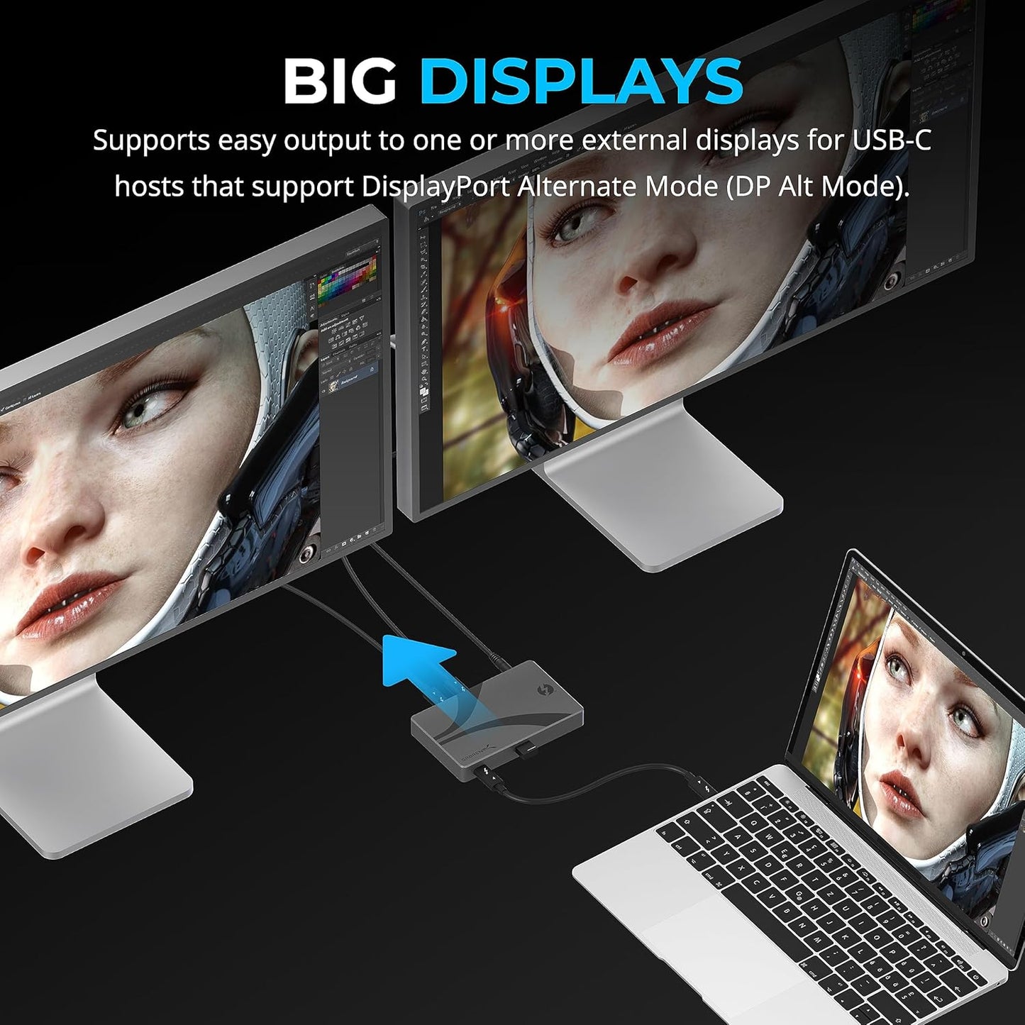 SABRENT Thunderbolt 4 Hub, 60W Charging USB-C Dock for Laptops, 3X TB4 + 1x USB-A, Supports Dual 4K@60Hz or 8K@60Hz Display, Certified TB4 Cable, macOS/Windows Compatible (HB-TBT4)