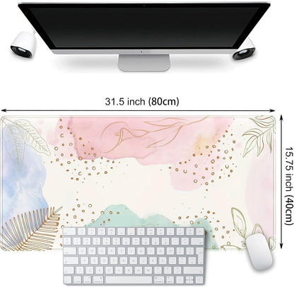 Boho Pastel Painting Mouse Pads, Abstract Mousepad XXL,Extended Mouse Pad for Keyboard & Wireless Mouse,Cute Large Desk Protector Mat Full Desk Gaming Mice Pad for Office Home 31.5x15.75 in