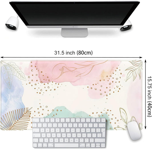 Boho Pastel Painting Mouse Pads, Abstract Mousepad XXL,Extended Mouse Pad for Keyboard & Wireless Mouse,Cute Large Desk Protector Mat Full Desk Gaming Mice Pad for Office Home 31.5x15.75 in