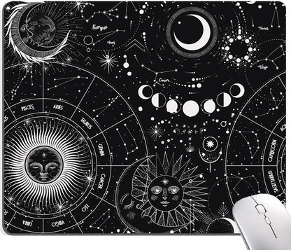 Moon Sun Mouse Pad - Custom Design, Waterproof, Non-Slip Rubber Base, Office Laptop, 9.5"x7.9"x0.12" Inch