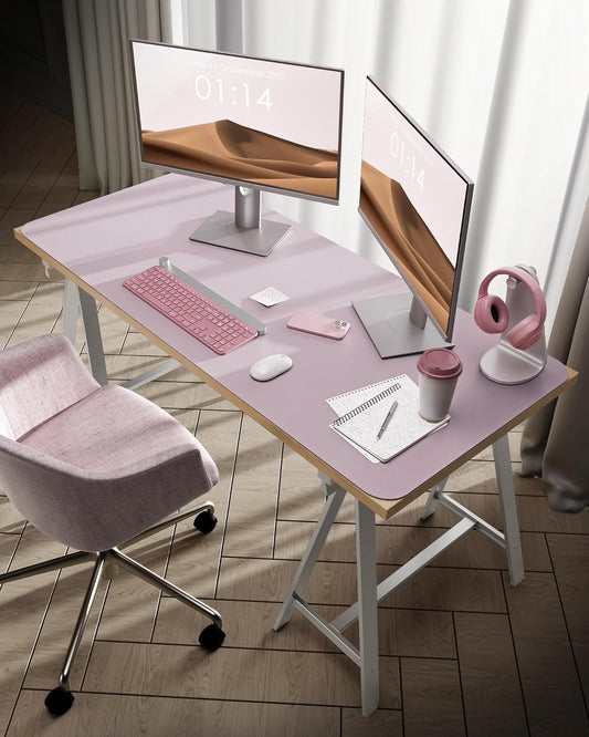 YSAGi Leather Desk Pad Protector, Office Desk Mat, Large Mouse Pad, Non-Slip PU Leather Desk Blotter, Laptop Desk Pad, Waterproof Desk Writing Pad for Office and Home(Grayish Lavender, 47.2" x 23.6")