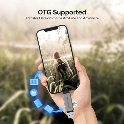 SABRENT SD Card Reader, High-Speed USB C to Micro SD Card Adapter, USB 3.0 OTG Dual Slots Memory Card Reader & 3.0 OTG – High Speed Micro SD Card Reader for SD, SDHC, SDXC, MMC, T-Flash (CR-BCA2)