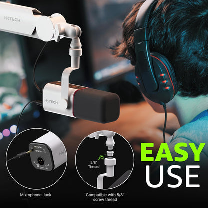 IXTECH Cardioid Dynamic Microphone with Mic Cover, Vocal USB XLR Microphone for Podcasting, Streaming, Recording, Gaming and Voice-Over (White)