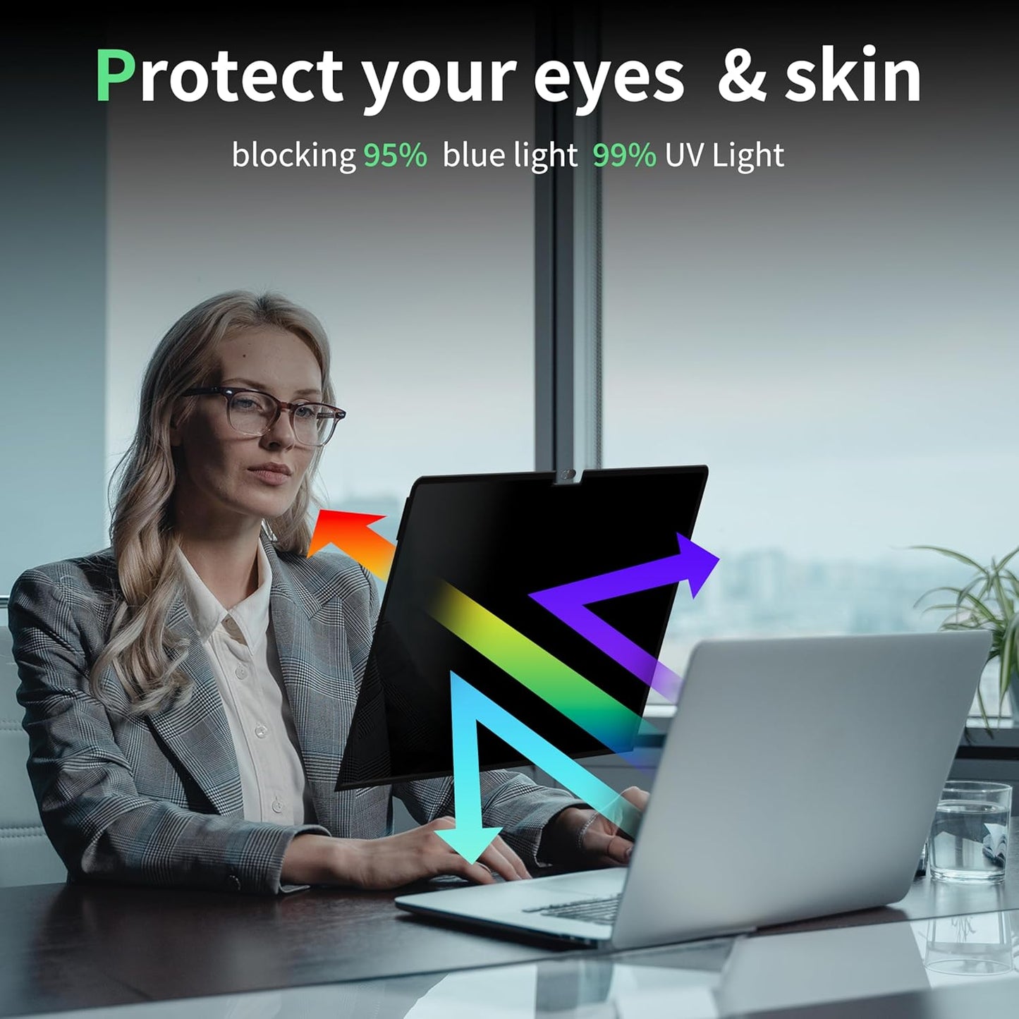 Privacy Screen for MacBook Air 15 Inch M2/M3/M4(2023-2025)-A3241 A2941 A3114 Anti Blue Light Glare Filter Removable Computer Protector, Bubble-Free Monitor Shield Laptop Film With Camera Cover