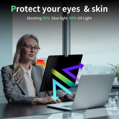 Privacy Screen for MacBook Air 15 Inch M2/M3/M4(2023-2025)-A3241 A2941 A3114 Anti Blue Light Glare Filter Removable Computer Protector, Bubble-Free Monitor Shield Laptop Film With Camera Cover