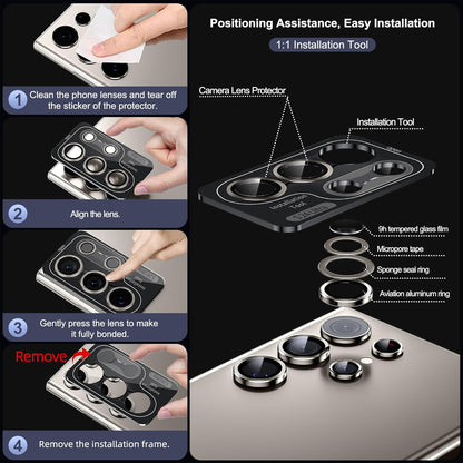 WSKEN for Samsung Galaxy S24 Ultra Camera Lens Protector, Ultra Thin Scratch Resistant 9H Tempered Glass with Aluminum Metal Circle Camera Screen Protector Cover Accessories, Gray