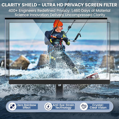 Magnetic Privacy Screen for Frameless Computer Monitor 23 Inch 16:9 Aspect Ratio,Hanging Blue Light Screen Protector Eye Protection Anti-Spy Shield, 23in Removable Privacy Filter