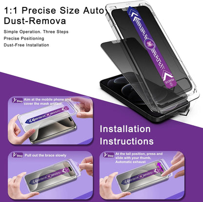 2 Pack Matte Privacy Screen Protector for iPhone 12 Pro Max, 9H Tempered Glass, Full Coverage, Anti-Fingerprint, Auto Dust-Elimination, No Bubble, Easy Installation