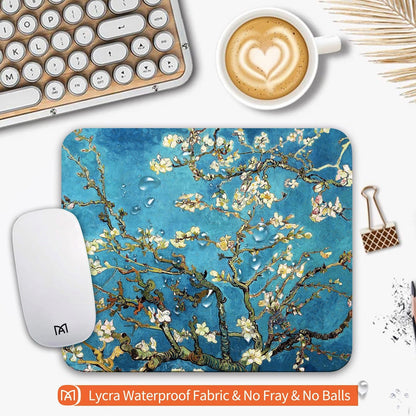 Square Mouse Pad Apricot Flower, Personalized Premium-Textured Custom Mouse Mat Design, Washable Mousepad Cloth, Non-Slip Rubber Base Computer Mouse Pads for Wireless Mouse